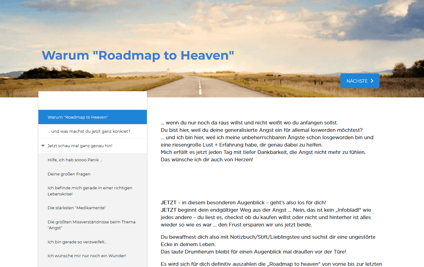 Blick in den Onlinekurs ROADMAP TO HEAVEN